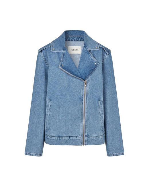 Modström Jassen ,Blauw ,Denim Iben Md Denim Jas in het Blue