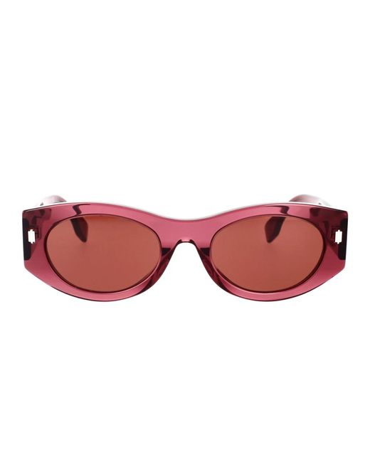 Gafas de sol ovaladas transparentes moradas con brazos de metal Fendi de color Pink