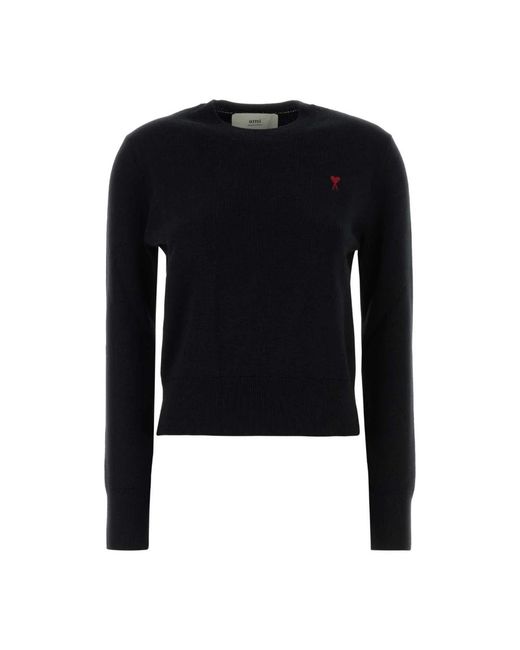 AMI Blue Round-Neck Knitwear