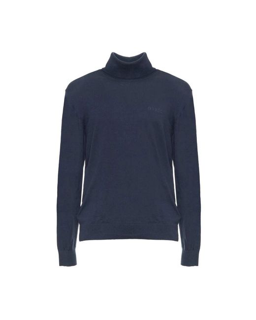 Guess Turtleneck Strickware Mit Besticktem Logo in Blue für Herren