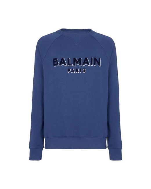 Balmain Sweatshirt mit beflocktem metallic-print in Blue für Herren