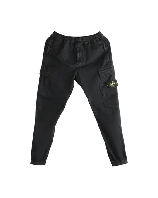 Stone Island Zwarte Cargo Broek Met Elastische Taille in het Black voor heren