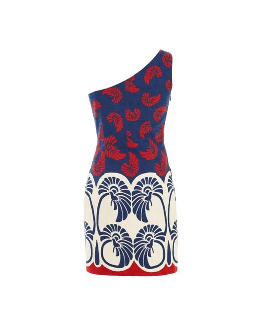 LaDoubleJ Kleedjes ,Veelkleurig ,Katoen Flirty Zomer Mini Jurk in het Blue