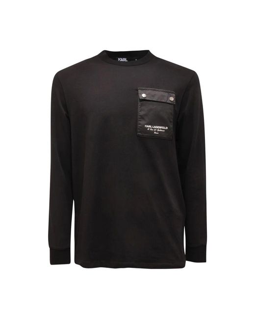 Karl Lagerfeld Black Long Sleeve Tops for men