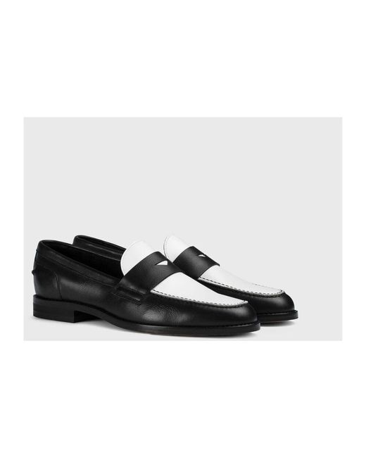 Doucal's Black Lederloafer | schwarz und weiß