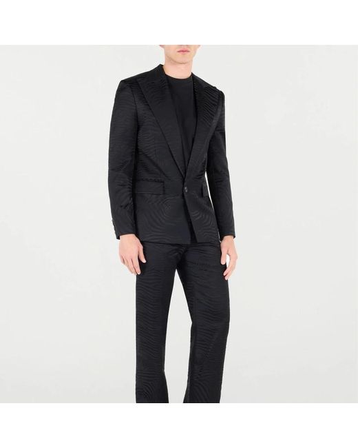Roberto Cavalli Tiger Skin Blazer Mit Peak Revers in Blue für Herren