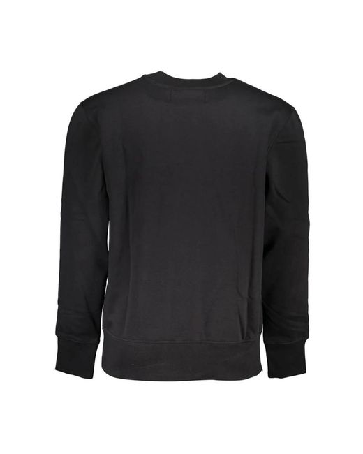 Calvin Klein Hoodies & Sweatvesten ,Zwart ,Katoen Katoenen Sweatshirt Met Ronde Hals, Borduursel En Logo in het Black voor heren