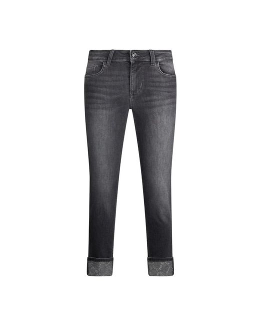 Liu Jo Donkergrijze Jeans Met Logopatch in het Gray