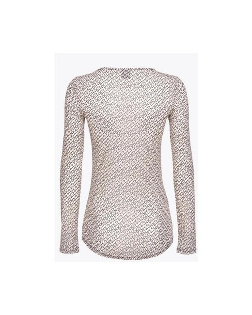 Pinko Overhemden ,Leer Lange Mouw Charmeuse Blouse Met Logo Print in het Blue