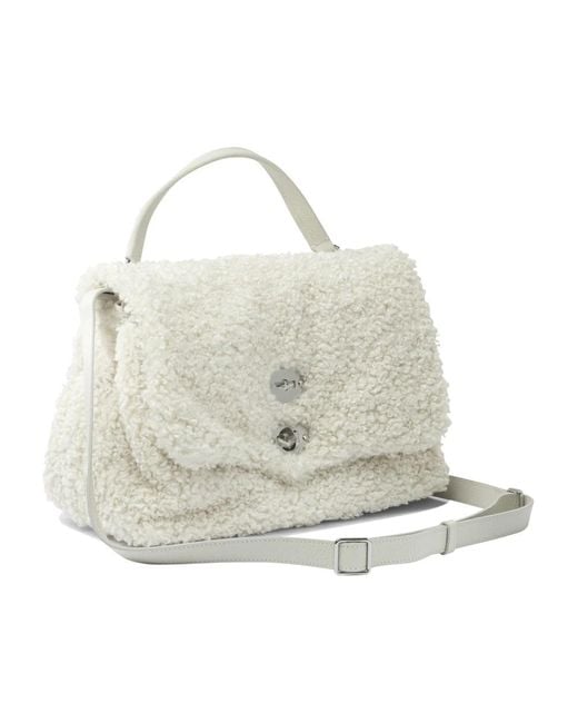 Zanellato White Weiße Handtasche Mit Drehverschluss