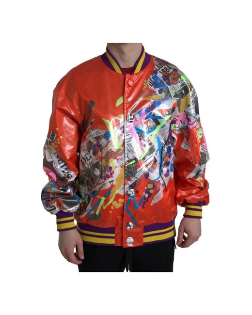 Dolce & Gabbana Red Bomber Jackets for men