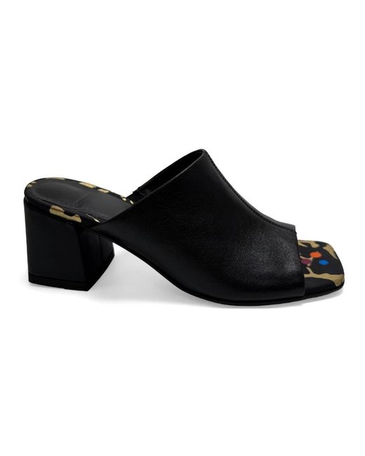 Linda Baumann Black Heeled Mules