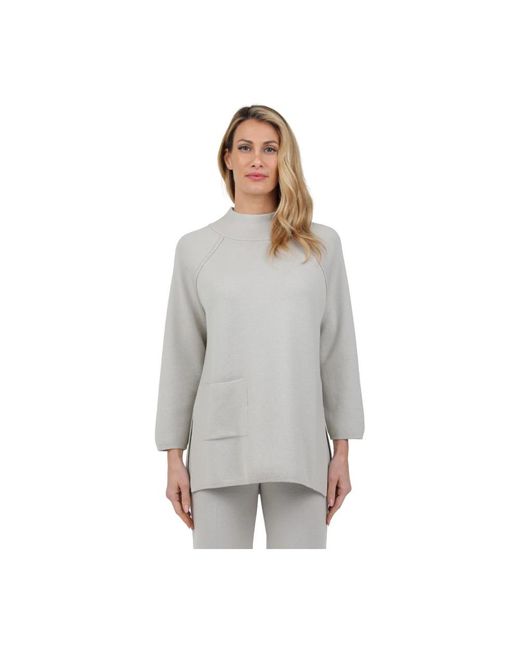 Gran Sasso Gray Sweater Mit Raglanärmeln Und Seitenschlitzen