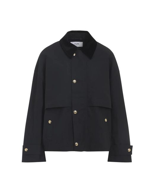 Céline Black Jacke Aus Gewachster Baumwolle