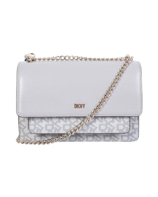 DKNY Metallic Graue Synthetikleder-Schultertasche