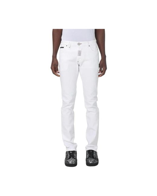 Philipp Plein Slim Fit Witte Jeans in het White voor heren