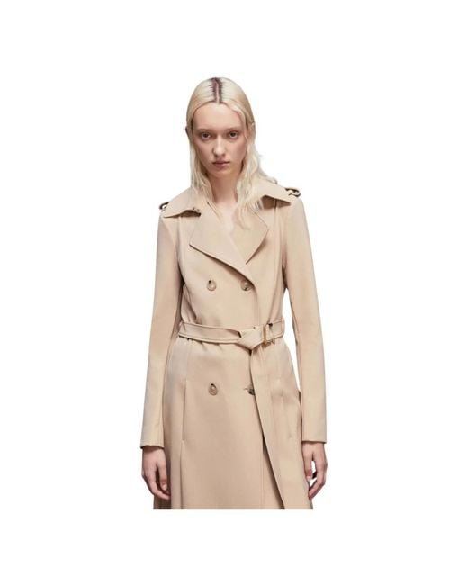 Belted Coats Patrizia Pepe de color Natural