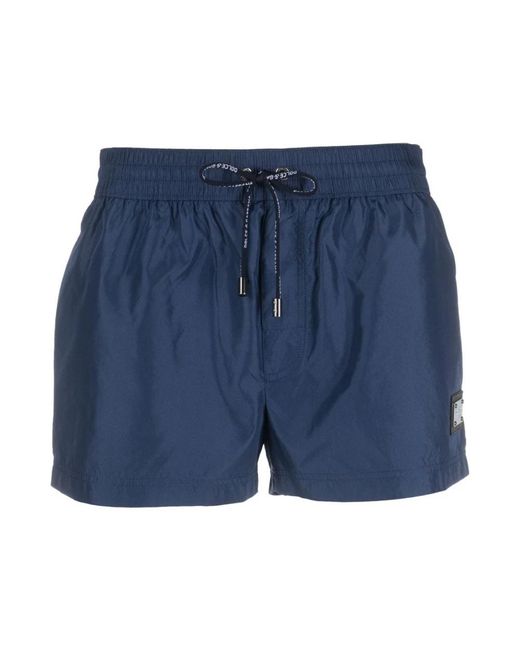 Dolce & Gabbana Badmode ,Blauw ,Logo-Plaque Zwemshorts in het Blue voor heren