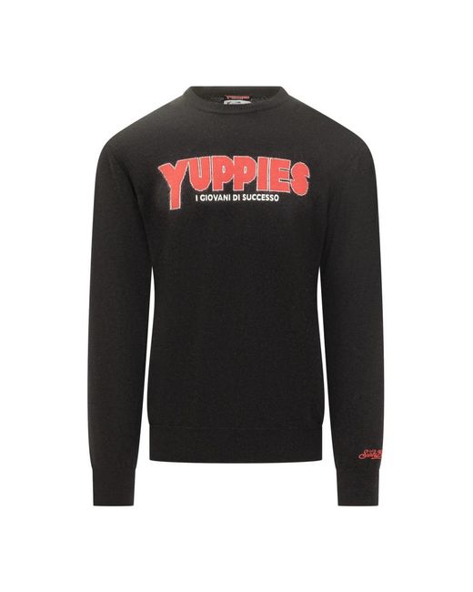 Mc2 Saint Barth Black Round-Neck Knitwear for men