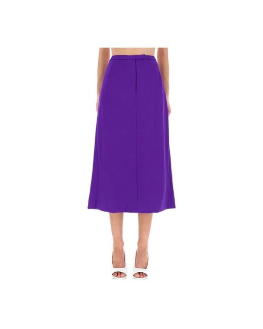 Dries Van Noten Rokken ,Paars ,Wol Tailored High-Waist Midi Rok in het Purple