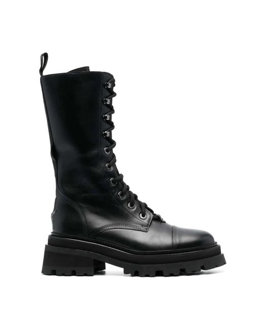 Zadig & Voltaire Black Lace-Up Boots