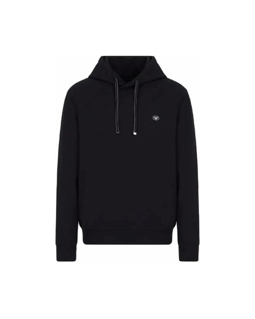 Armani Hoodies & Sweatvesten ,Zwart ,Katoen Hoodie Met Logopatch in het Blue voor heren
