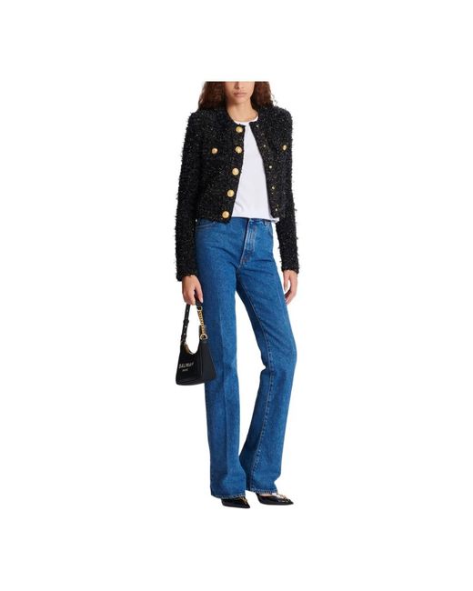 Tweed Jackets Balmain de color Black