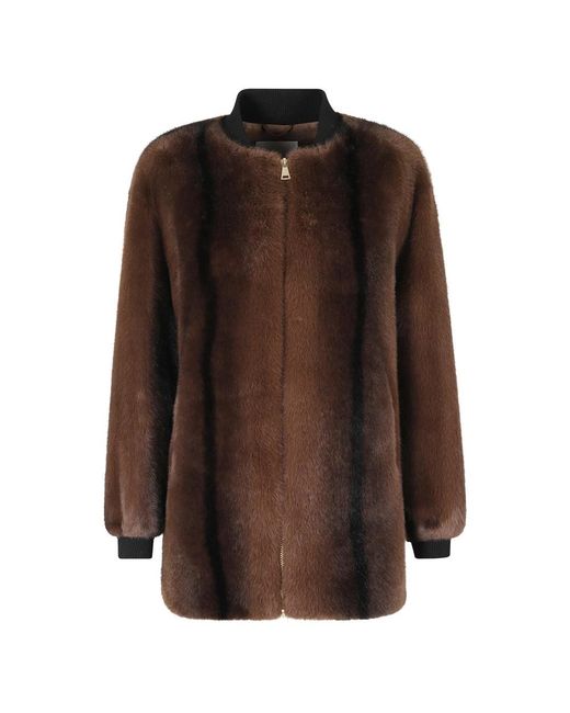 Ermanno Scervino Brown Faux Fur & Shearling Jackets