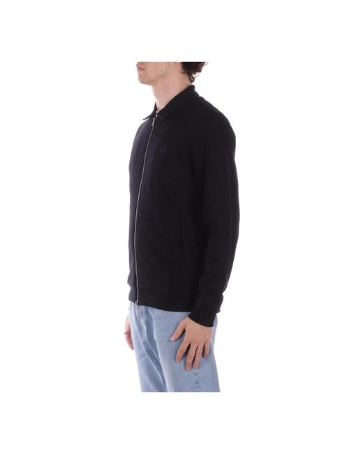 Fred Perry Zip Through Collared Sweatshirt in het Black voor heren