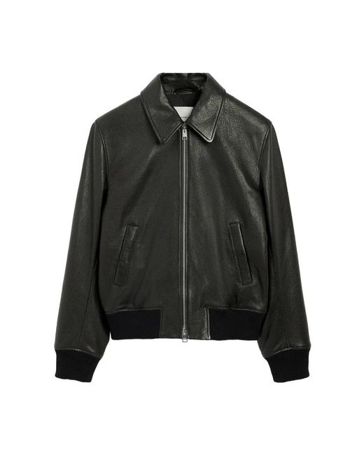 AMI Black Leather Jackets for men
