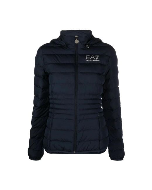 EA7 Jassen ,Blauw ,Polyester Blauwe Puffer Donsjas Casual Stijl in het Blue