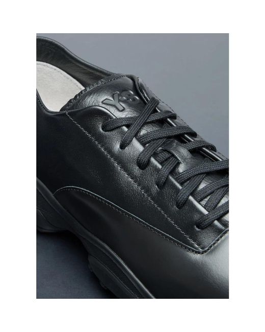 Y-3 Leder-sneaker mit track-sohle in Black für Herren