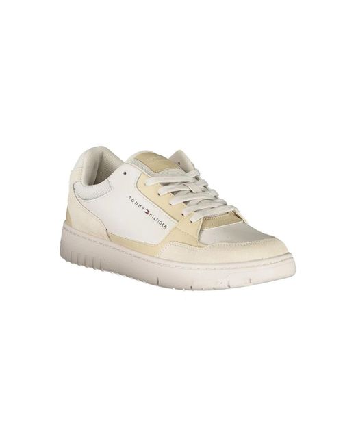 Tommy Hilfiger White Contrast Lace-Up Sports Sneakers for men