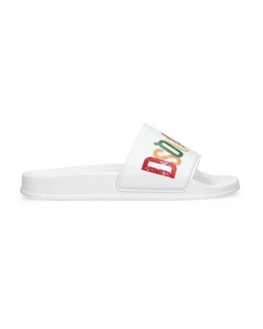 DSquared² Kinder Weiße Flip Flops Slider in White für Herren