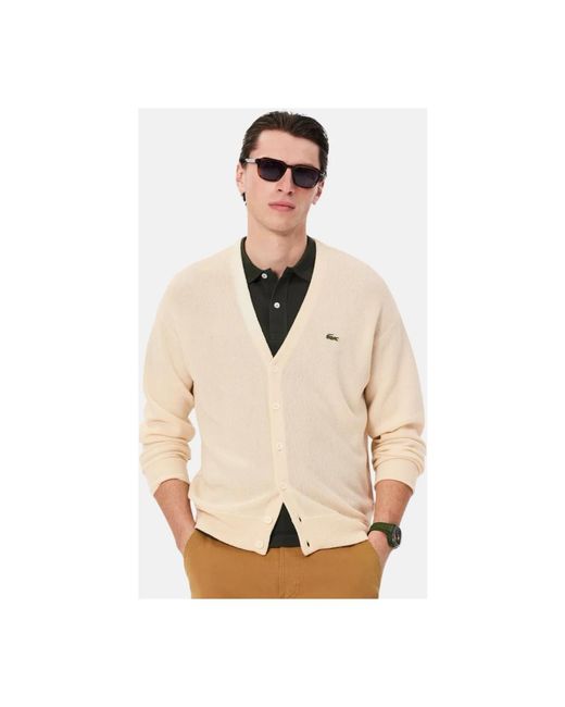 Lacoste Truien & Vesten ,Wol Cardigans in het Natural voor heren