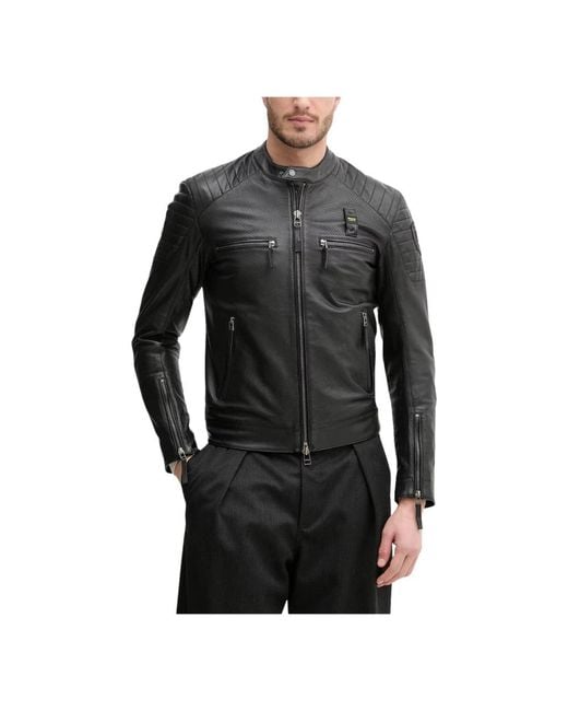 Blauer Black Leather Jackets for men