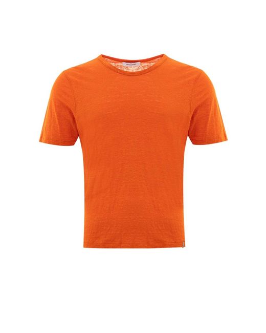 T-shirt in lino a maniche corte di Gran Sasso in Orange da Uomo