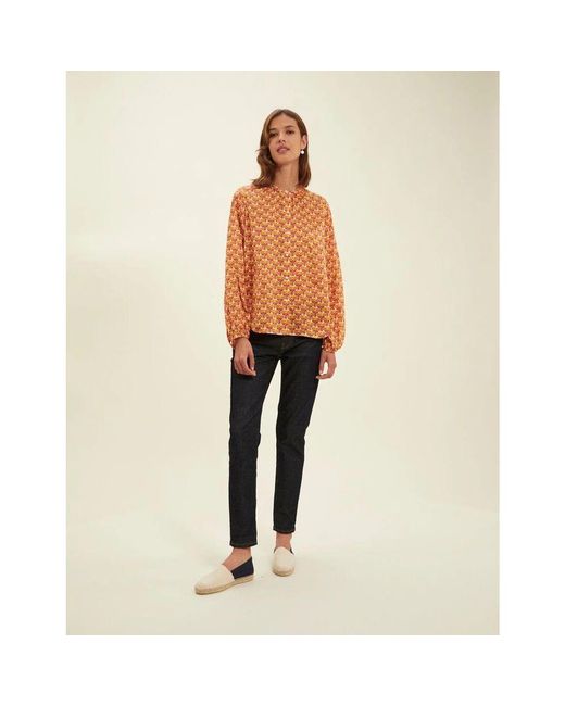 Ines De La Fressange Paris Orange Rote fountain bluse