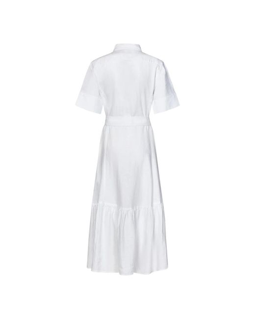 Polo Ralph Lauren White Weiße leinenhemdkleid mit gürtel