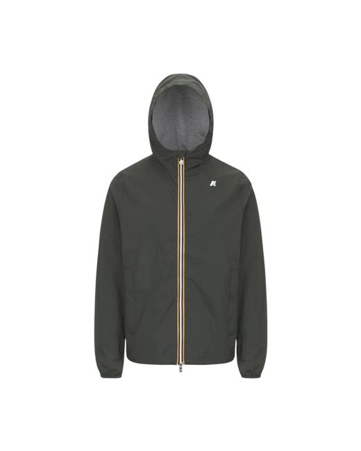 K-Way Jassen ,Groen ,Nylon Jack Stretch Nylon Jersey Lichte Jas in het Gray voor heren