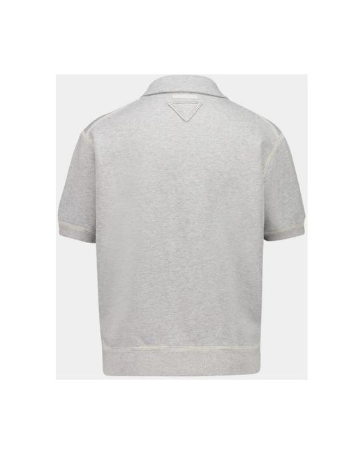 Prada Tops ,Grijs ,Katoen Cotton Fleece Polo Shirt in het Gray