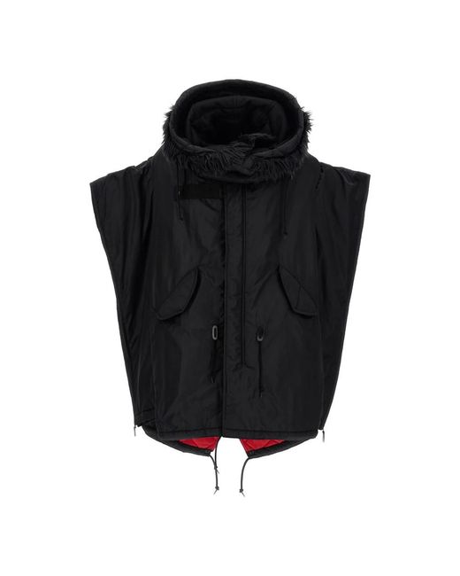 Junya Watanabe Jassen ,Zwart ,Nylon Oversized Puffer Jacket in het Black