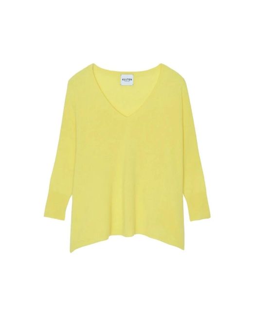 Kujten Yellow V-Neck Knitwear