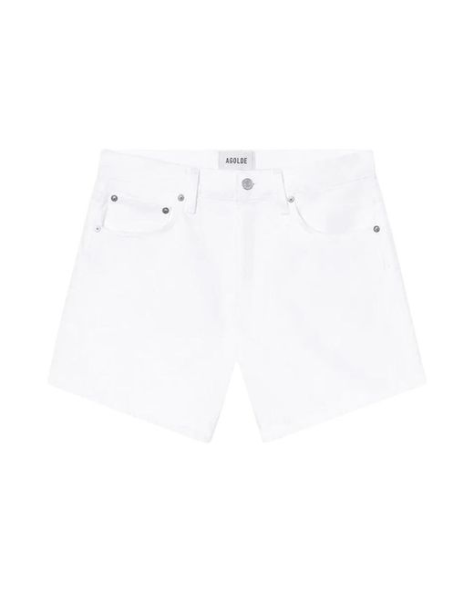 Agolde White Denim Shorts