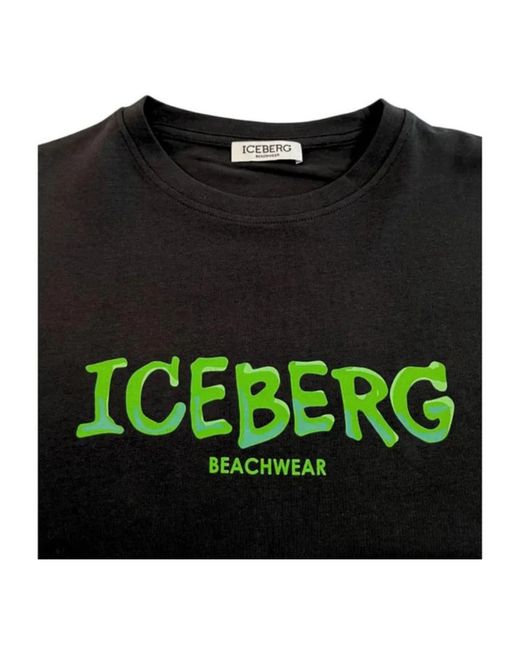 Iceberg Tops ,Zwart ,Katoen Verticale T-Shirt Zwart Katoen in het Black voor heren
