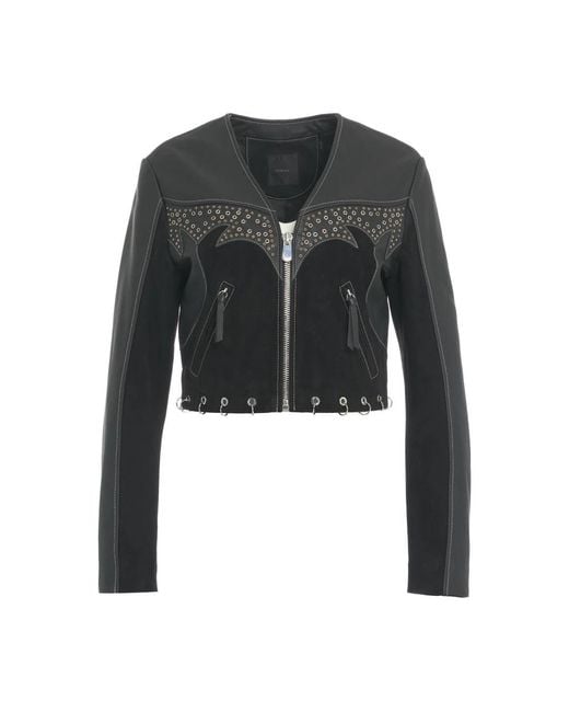 Pinko Black Leather Jackets
