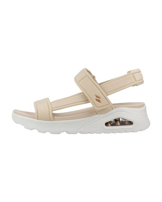 Sandalias planas y elegantes para mujeres Skechers de color White