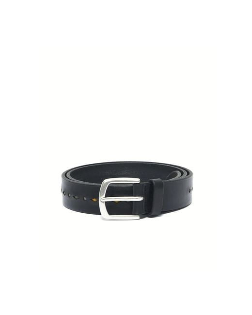 Orciani Accessoires ,Zwart ,Leer Zwarte Leren Riem Met Stoffen Details in het Black voor heren