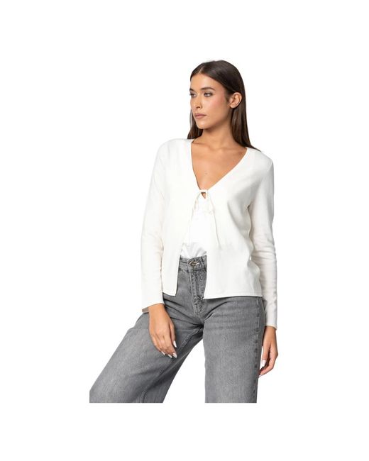 Kocca Truien & Vesten ,Wit ,Chique Lange Mouwen Strik Cardigan in het Gray