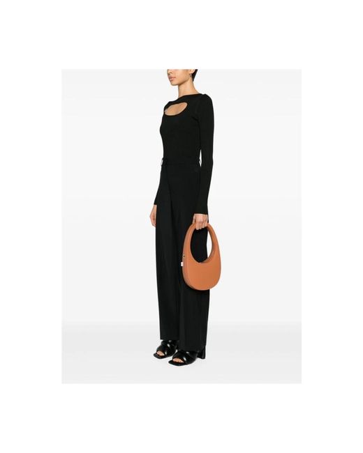 Coperni Brown Ovalförmige italienische ledertasche,schwarze lederhandtasche mit logo-print,crossbody swipe tasche